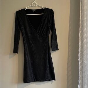 Express Black Snakeskin Long Sleeve Dress